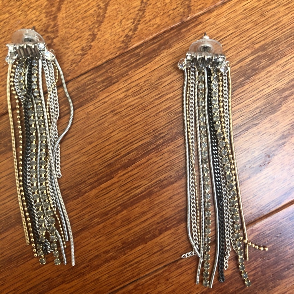 Stella & Dot Bowie Fringe Earrings, Mixed Metals